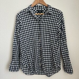 J.Crew Blue and White Gingham Blouse - Size 6